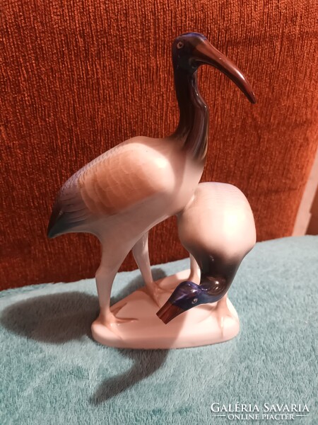 Hollóházi porcelán kézi festésű íbisz madár pár