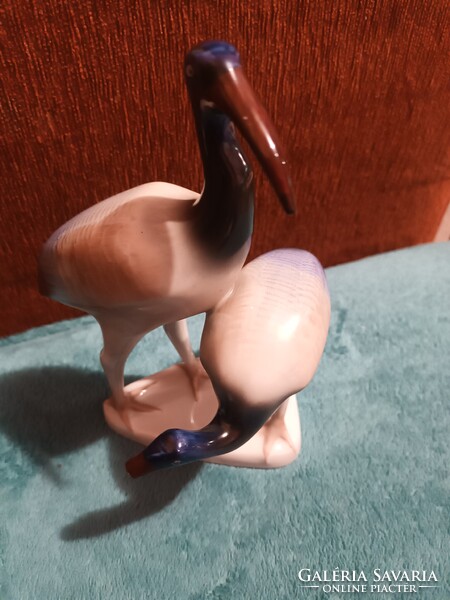 Hollóházi porcelán kézi festésű íbisz madár pár