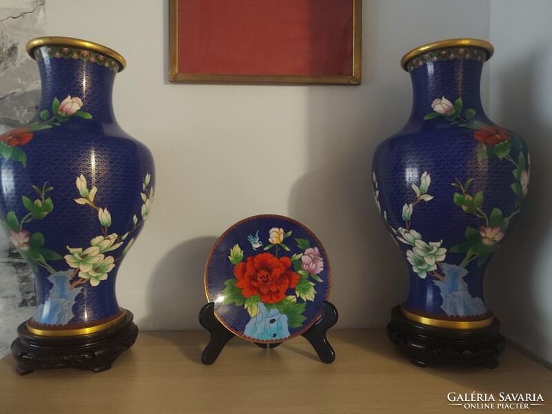 Kínai rekeszzománc váza szett