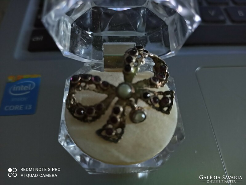 Antik ezüst masni bross