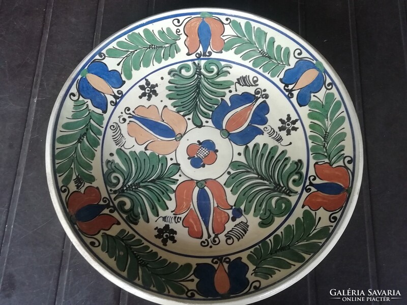 Ilyés Mihály Korondi nagy méretű virágmintás falitányér