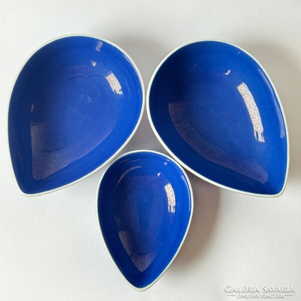 Három kék kínáló tál svéd mid-century