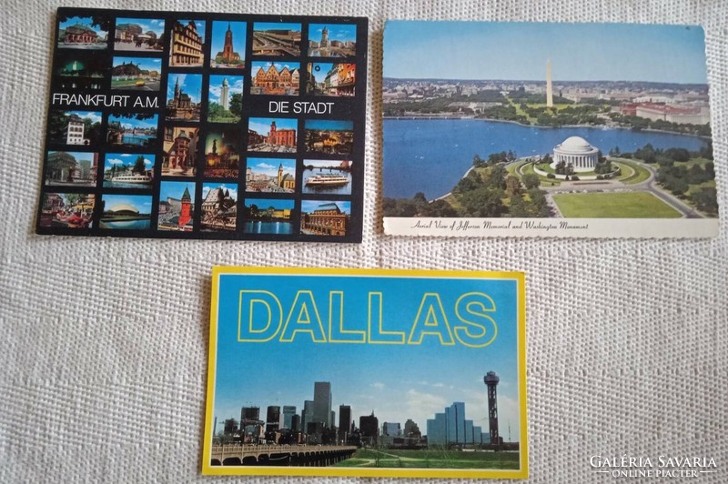 Postcards unused Frankfurt,Washington DC, Dallas Texas