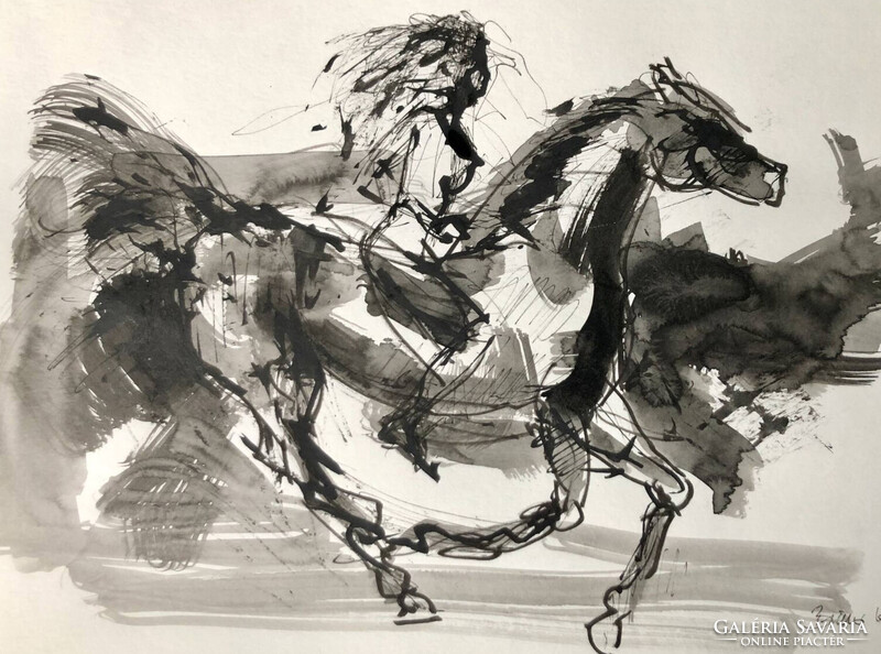 Szabadság art by Konrad Biro. A4 tus festmény. Alacsony induló árral! Egy hét-egy esély!