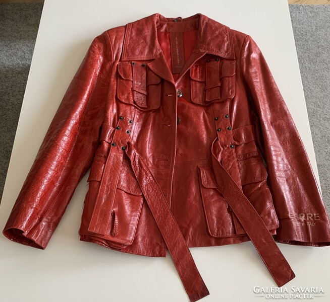 Half price!!! Gianfranco Ferre GFF red leather jacket coat valódi bőr kabát dzseki piros különleges