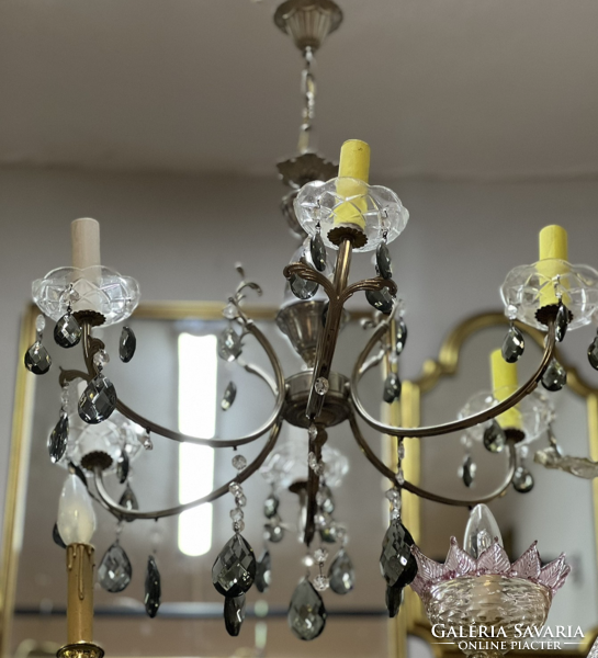 6 izzós fém-üveg strassz mennyezeti csillár