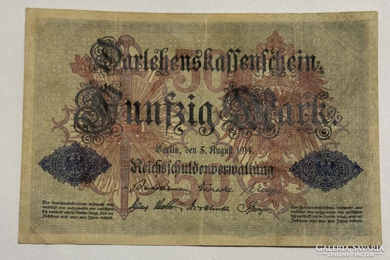 50 Mark, 1914, Darlehnskassenschein (hadikölcsön-jegy)