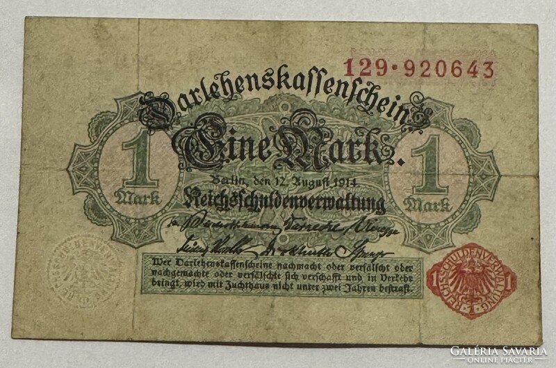 1 Mark, Darlehnskassenschein (I. világháborús hadikölcsön-jegy)