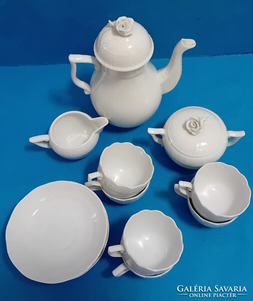 Herendi fehér kávés mokkás készlet, 6 személyes