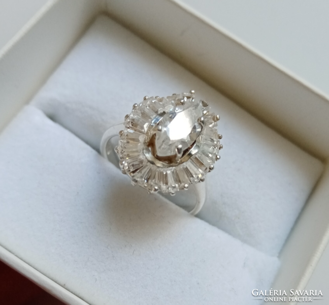 Gyönyörű "jégvirág" ezüst gyűrű