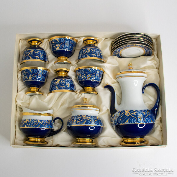 1FT-ról! Hollóházi Cobalt Mátrix mintás kísérleti kávés készlet