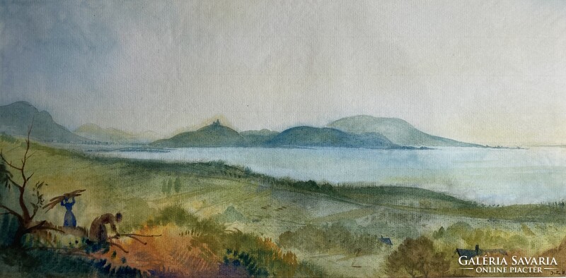 2026 évi TAVASZI ÁRVERÉS! Istókovits Kálmán - Balatoni látkép (Szigligeti vár; Badacsony)