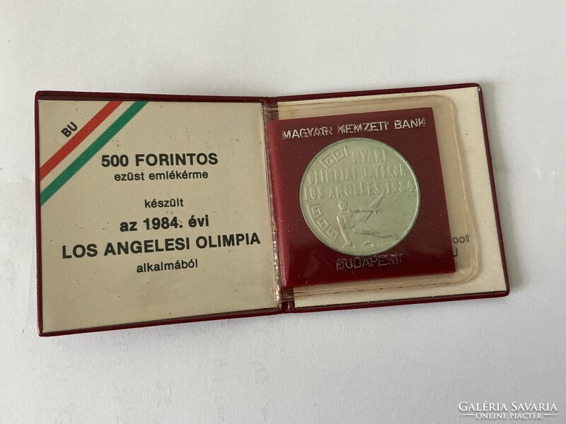 1984. évi Los Angeles Olimpia emlékérem MNB tokban 500 Ft forint 28 gr 640 ezüst