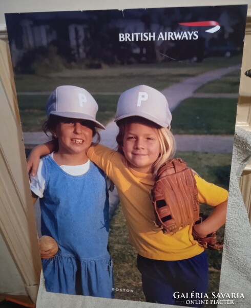British Airways Boston Poster mounted on cardboard 50 cm x 72 cm great for lovers of Airline items