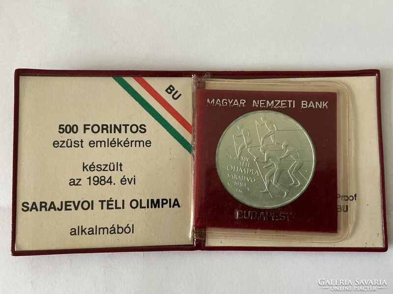 1984. évi Sarajevoi Téli Olimpia 500 Ft forint ezüst emlékérem MNB tokban 28 gr 640