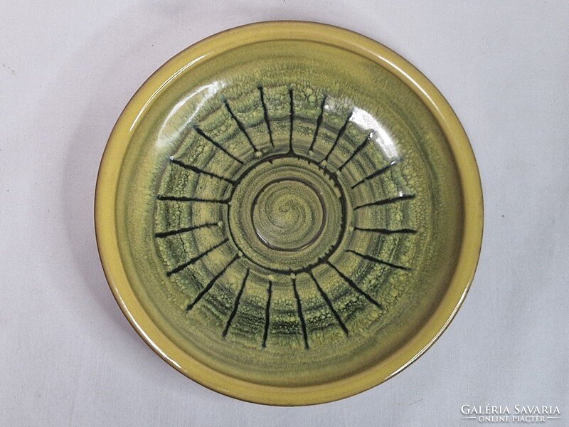 Jelzett iparművészeti mázas kerámia tál vagy fali dísz hibátlan állapotban 21 cm átmérőjű