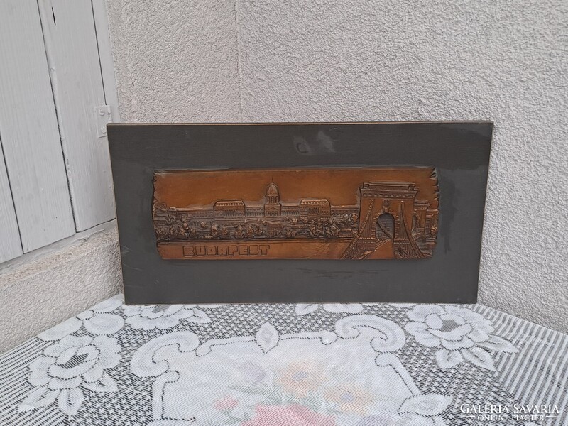 1,-Ft R.Kiss Lenke bronz relief faldísz Budapest Nagyméretű
