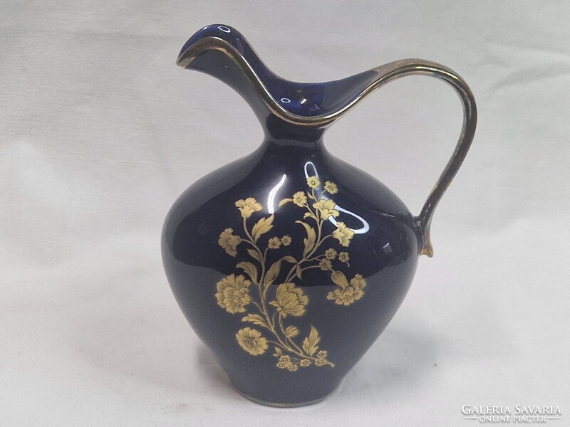 Gyönyörű Royal Echt Kobalt aranyozott porcelán váza vagy kiöntő hibátlan állapotban 17 cm. magas