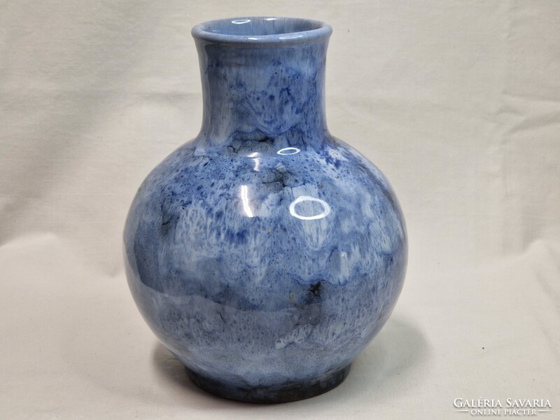 Jelzett nagy méretű iparművészeti mázas kerámia szép formájú váza hibátlan állapotban 18 cm. magas