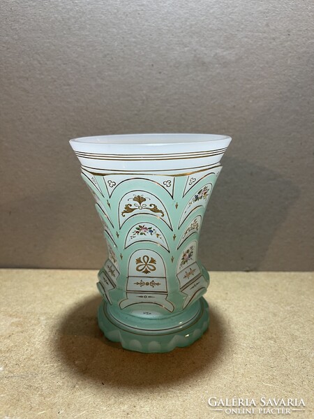 Antik biedermeier színes üveg pohár