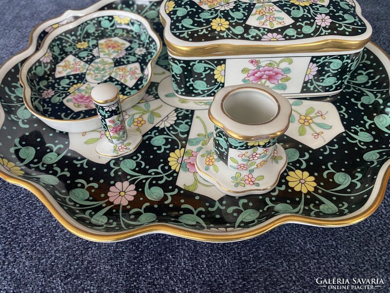 Herendi porcelán Siang Noir (SN) cigaretta szett