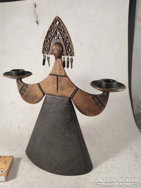 Art deco bronzírozott figurális gyertyatartó 263