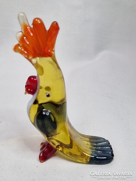 Muránói kézműves sokszínű díszüveg madár figura hibátlan állapotban 8 cm. magas