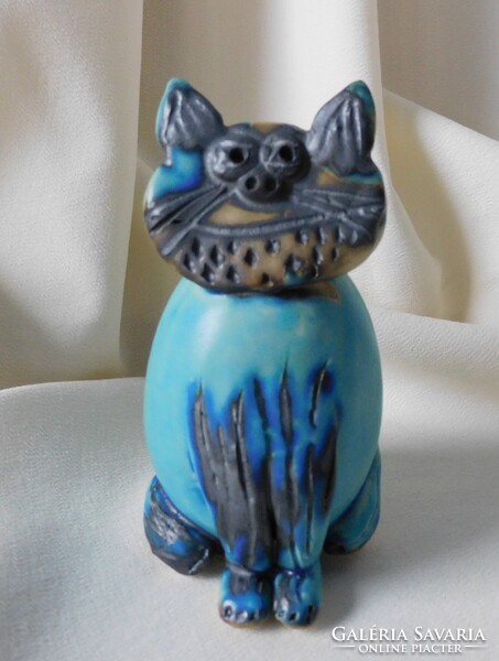 Vertel Andrea kisplasztika - kék macska/cica