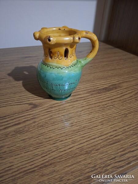 Kerámia csalikancsó. Mónus Ferenc. 14 cm. Hibátlan. Jelzett