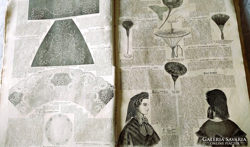 1863 NÉMET BAZÁR MINT A NŐK MUNKAKŐRE MAGAZIN 218 OLDAL KÉZIMUNKA DIVAT RENGETEG ÉRTÉKES ACÉLMETSZET
