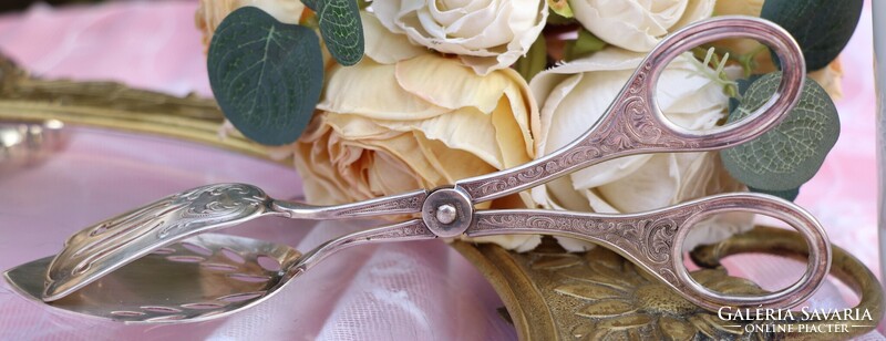 Vintage Grasoli ezüstözött süteményfogó / tortacsipesz