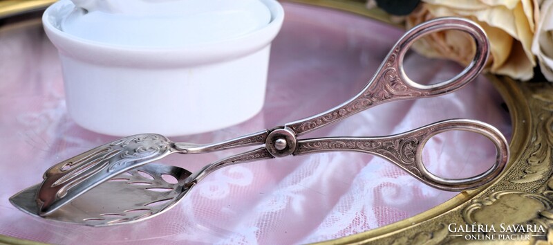 Vintage Grasoli ezüstözött süteményfogó / tortacsipesz