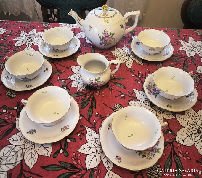 Herendi porcelán teàs készlet virág mintàs..HBC  Bouquet de Kornélia mintàs