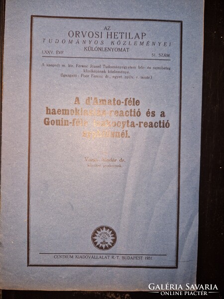 1931, orvosi könyv a vérbajról, Varga Aladár
