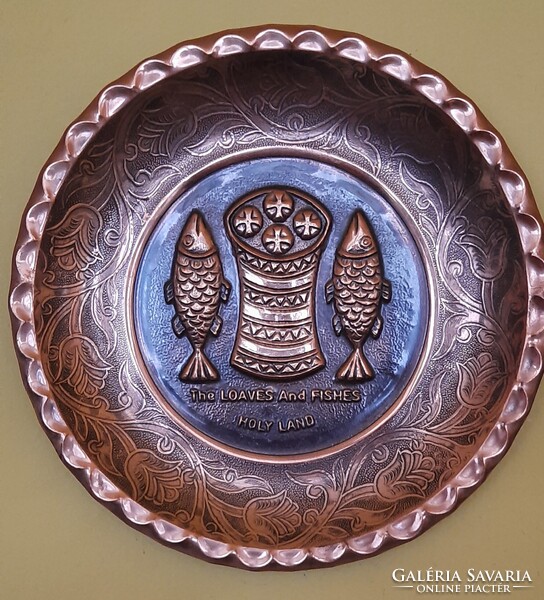 Réz halacskás fali tányér