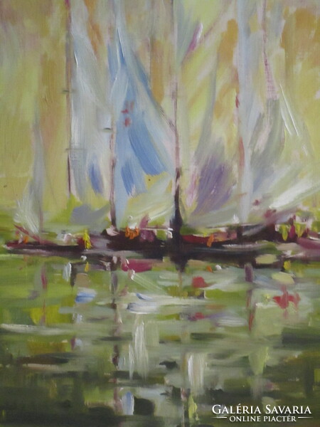 M. Kiss József (1936-1999):  Vitorlások, olaj farost