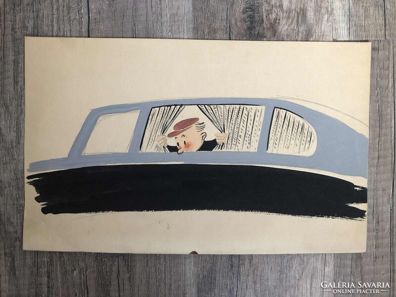 Egri László grafika - autós