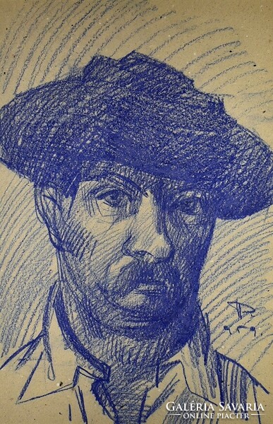 Pleidell János (1915-2007): KALAPOS ÖNARCKÉP 1959