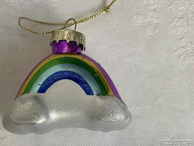Gyönyörű retró karácsonyfa üveg dísz szivárvány.