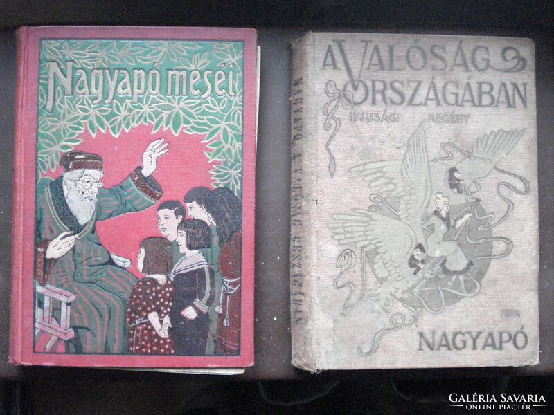 2 db szecessziós antik mesekönyv Nagyapó meséi + A valóság országában ill. Honti Nándor