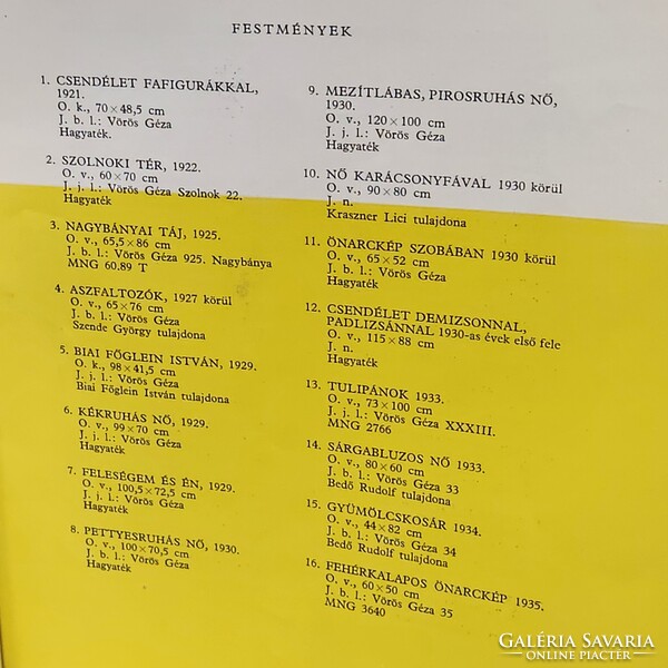 B. Haulisch Lenke: Vörös Géza emlékkiállítása 1961 katalógus (3704)