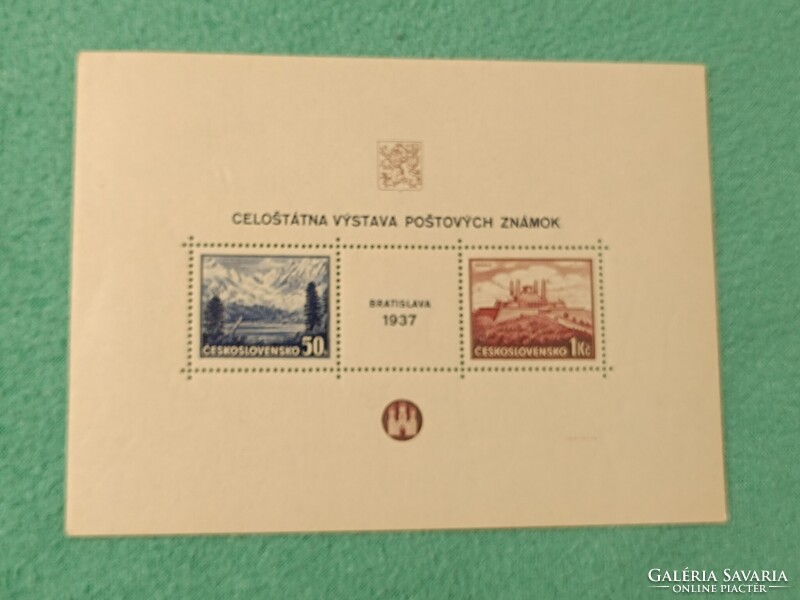 Külföldi blokk - Csehszlovákia 1937** Bélyegkiállítás, Pozsony