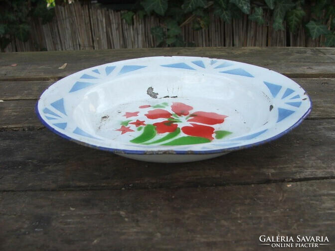 Régi konyhai tárgy tányér zománcozott tányér