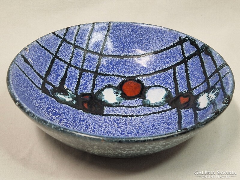 Gyönyörű iparművészeti mázas kerámia tál vagy fali dísz hibátlan állapotban 17,5 cm átmérőjű