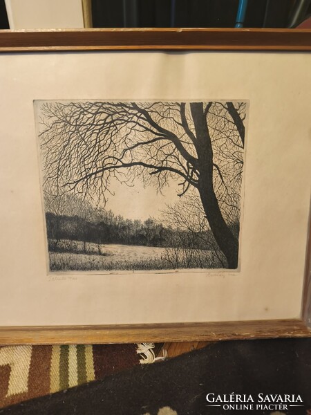 Rézkarc 52 cm X 43 cm kerettel együtt jelze6