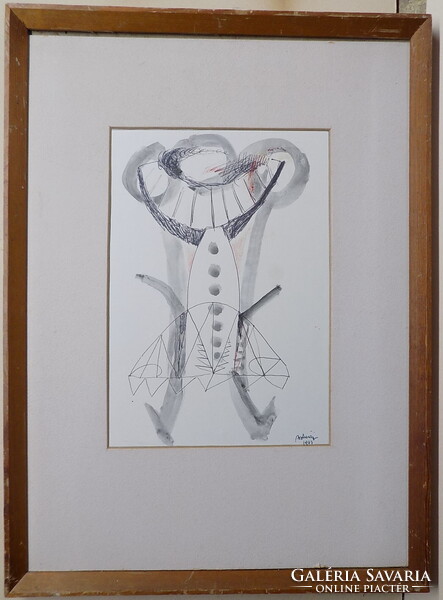 Bolmányi Ferenc 1904-1990 Eredetiség igazolással SZÁMLÁVAL " Absztrakt kompozíció"