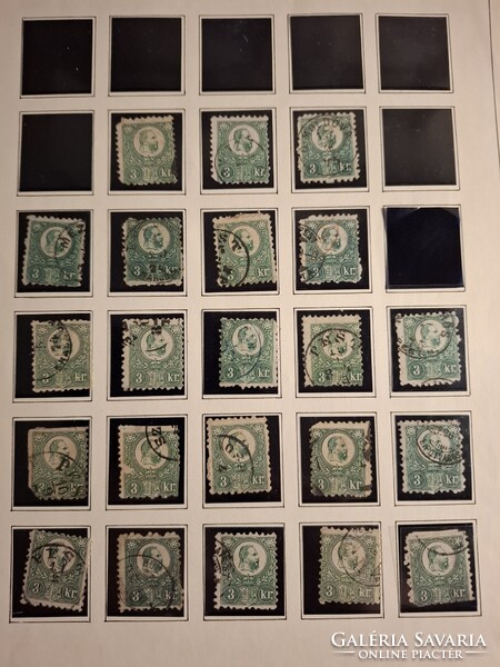 1871-1874 Ferencz József Kő és Réznyomat gyüjtemény 407 db Használt 2kr 3kr 5kr 10kr 25 kr