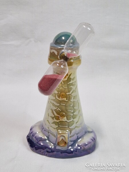 Lippelsdorf német porcelán működő homokórával ellátott torony hibátlan állapotban 11,5 cm. magas