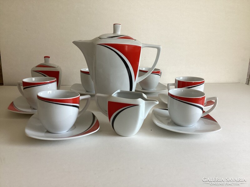 Elegáns Hollóházi porcelán teás, kapucsínós készlet (6 személyes).