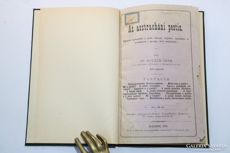 1879 - Ritka orvosi könyv - Kovách Imre Az asztracháni pestis teljes példány !!
